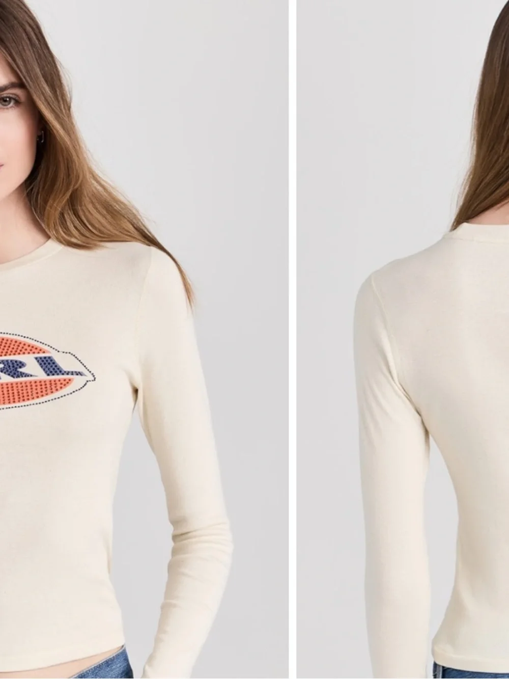 Re/Done Cream Graphic Long-Sleeve Knit Top with 'GIRL' Detail - Picture 2 of 6